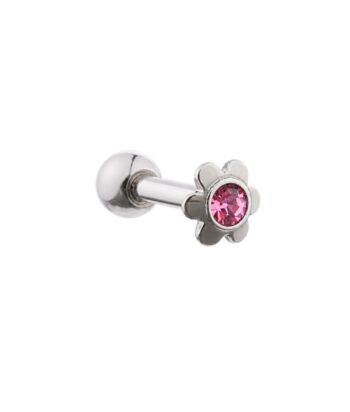 Micro Barbell – Pink Flower CZ