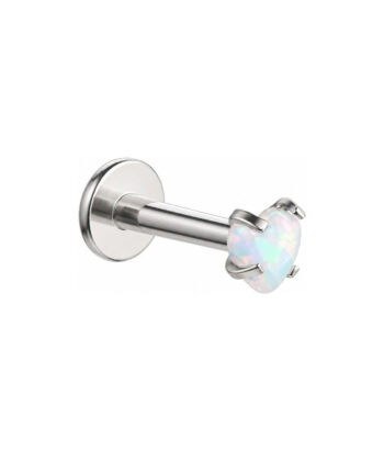 Internally Threaded Labret – White Opal Heart