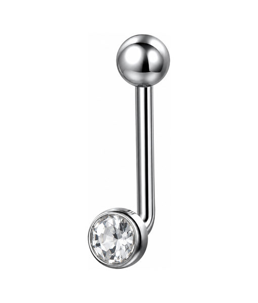Titanium Christina Piercing J-Bar – Clear Crystal
