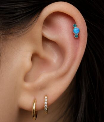 Titanium Blue Opal 3 Stone Labret