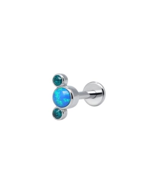 Titanium Blue Opal 3 Stone Labret