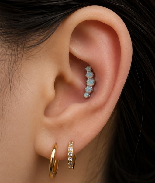 Titanium White Opal 5 Stone Labret