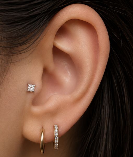 Titanium Round CZ Prong Set Labret