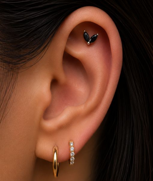 Titanium Jet Leaf Cluster Labret