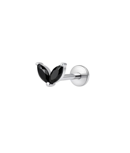 Titanium Jet Leaf Cluster Labret