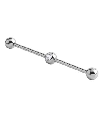 Industrial Barbell With Jewelled Ball (Crystal)