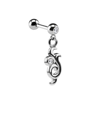 Jewelled Micro Barbell With Charm 1 (Crystal)