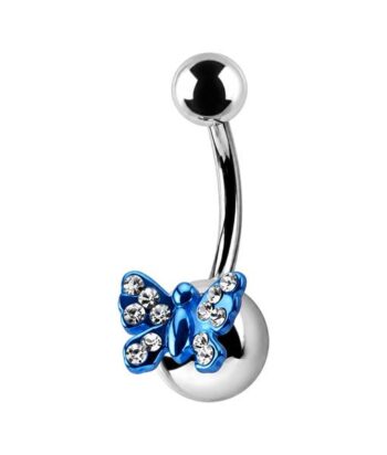 Belly Ring – Blue Jewelled Butterfly Design