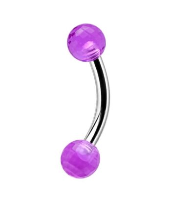 Purple Faceted Balls Banana Barbell