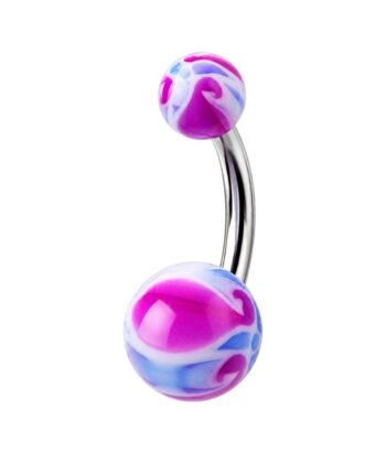 Belly Ring – Purple UV Flower Balls