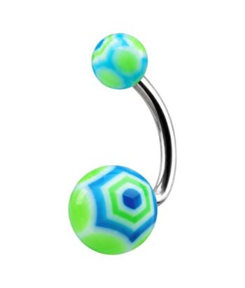 Belly Ring – Green UV Web Ball Design