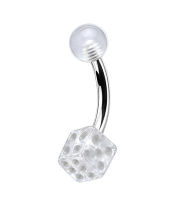 Curved Barbell – Clear UV Ball & Dice