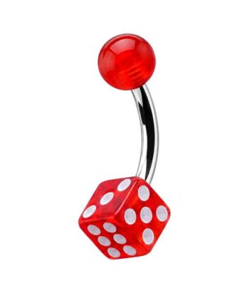 Curved Barbell – Red UV Ball & Dice