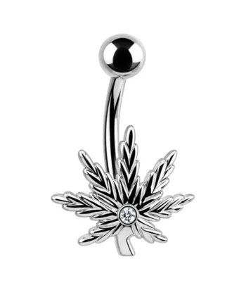 Belly Ring – Cannabis Leaf Design – 316L Surgical Steel