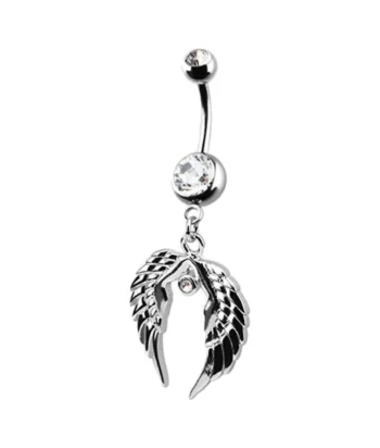 Angel Wing Belly Ring – Clear Crystal