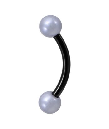 Black Micro Banana With Silver Blue Synthetic Pearls