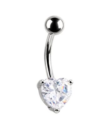 Internal Single Heart CZ Jewelled Banana